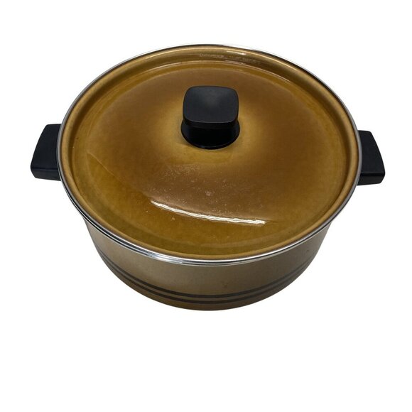 Vintage West Bend Brown Enameled Casserole Pot With Lid - Picture 3 of 6